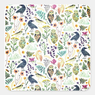Nature-Inspired Botanical Pattern Decorative Throw Quadratischer Aufkleber
