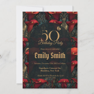 Nature Inspired Call Lilies Sparkle 10Th Birthday Einladung