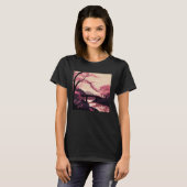 Nature Inspired Cherry Blossom River and Bridge T-Shirt (Vorne ganz)