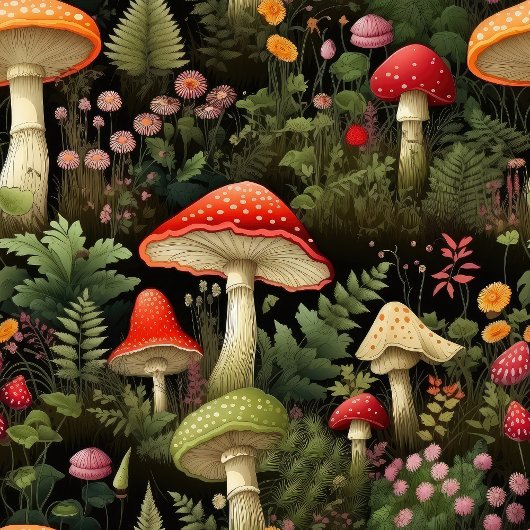 Nature-Inspired Curtain Mushrooms & Woodland Charm Duschvorhang