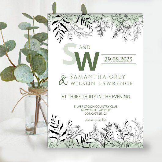 Nature inspired Greenery  Wedding Invitation Einladung