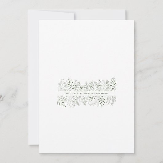 Nature inspired Greenery  Wedding Invitation Einladung (Rückseite)