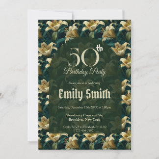 Nature Inspired Lilies Sparkle 40Th Birthday Einladung