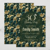 Nature Inspired Lilies Sparkle 40Th Birthday Einladung (Vorne/Hinten)