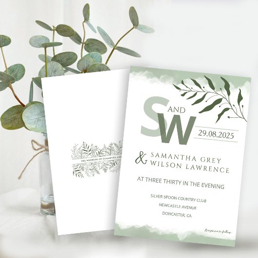 Nature inspired Minimalist  Wedding Invitation Einladung