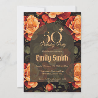 Nature Inspired Rose Charm Romantic Party Einladung