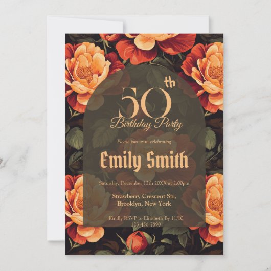 Nature Inspired Rose Charm Romantic Party Einladung (Vorderseite)