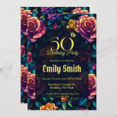 Nature Inspired Rose Sparkle 5Th Birthday Einladung (Vorne/Hinten)