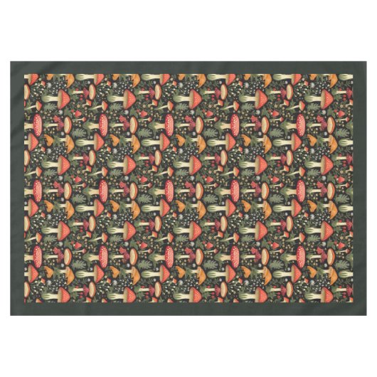 Nature-Inspired Tablecloth Mushrooms & Moss Art Tischdecke (Vorderseite (Horizontal))