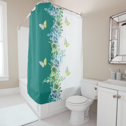 Nature-Inspired Teal Green Shower Curtain Duschvorhang (Beispiel)