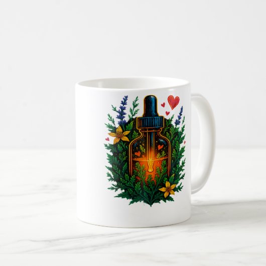 Nature-Inspired Tincture Elixir Bottle With Herbal Kaffeetasse (VorderseiteRechts)