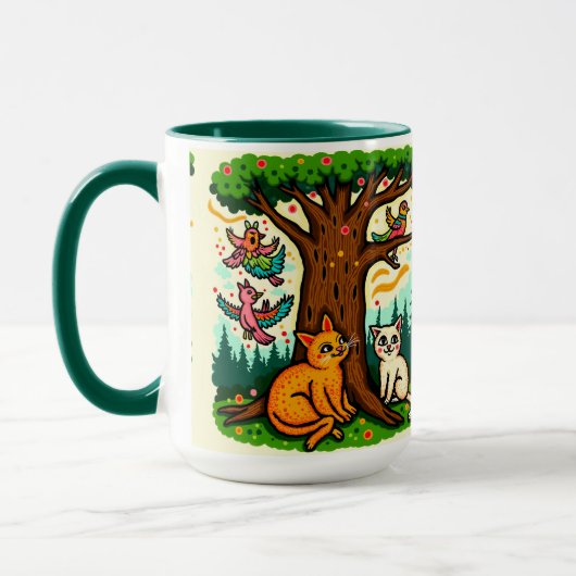 Nature-Inspired Tree and Animals Ceramic Mug Tasse (Links)