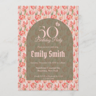 Nature Inspired Tulip Themed 60Th Birthday Einladung