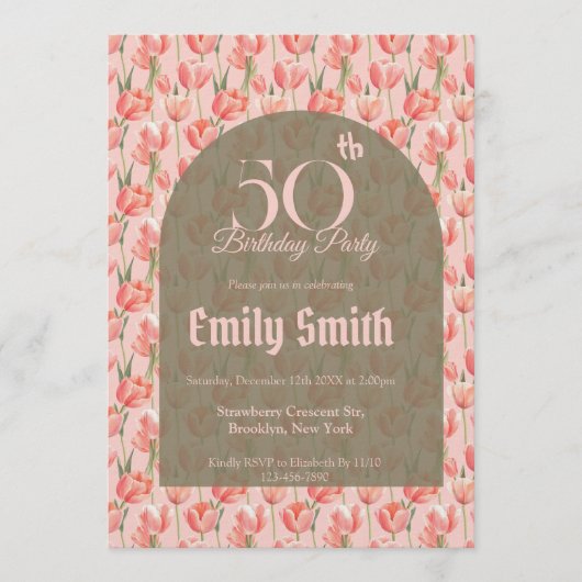 Nature Inspired Tulip Themed 60Th Birthday Einladung (Vorderseite)