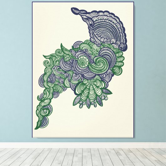 Nature_Inspired WallArt with Floral Centerpiece Leinwanddruck (Insitu (Holzboden))