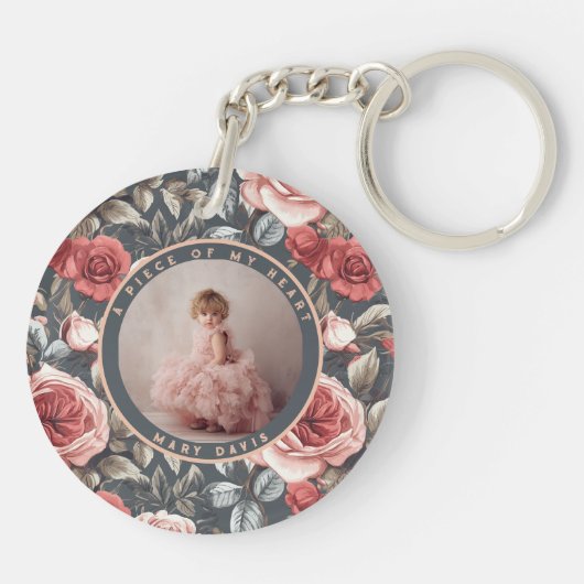 Nature-inspired wedding memory gift Custom rose  Schlüsselanhänger (Rückseite)