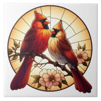 Nature Inspiriert Kardinal Pair gesteinigte Glasku Fliese