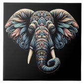 Nature inspiriert komplexe Elefantengestaltung Fliese (Vorderseite)