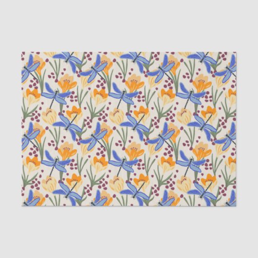 Nature Inspiriert Libelle und Crocus Floral Seidenpapier (Vorderseite)