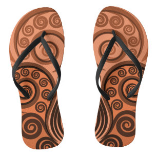 Nature Inspiriert Orange Abstrakte Fern Leaf Wirbe Badesandalen