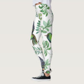 Nature-Inspirierte Grünblütenmuster-Blume Vogelmus Leggings (Links)