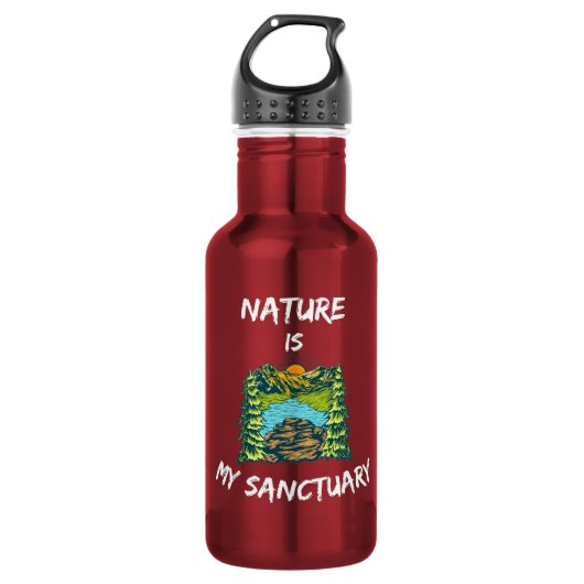 Nature Is My Sanctuary Hikers Anthem Edelstahlflasche (Vorderseite)