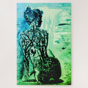 Nature Lady Jigsaw Puzzle Malerei Grüne Kunst