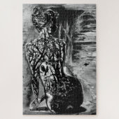 Nature Lady Jigsaw Puzzle Schwarz-Weiß-Malerei (Vertikal)