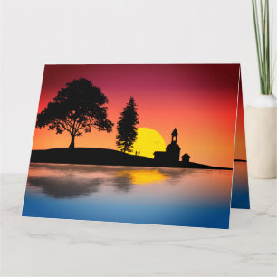 Nature Lake Trees Couple Silhouette Artwork-57178 Karte
