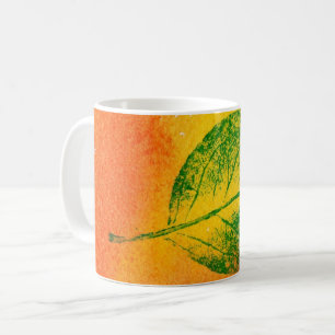 Nature Leaf Drucken Sie grün auf orangefarbenen, g Kaffeetasse