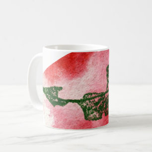 Nature Leaf Drucken Wildkirsche grün auf Rot. Kaffeetasse