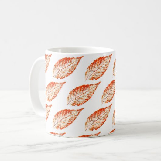 Nature Leaf Print Herbst Buche Blätter orange geka Kaffeetasse (Vorderseite Links)