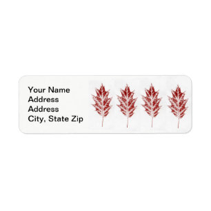 Nature Leaf Print, little red autumn oak leaf x 4.