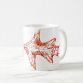 Nature Leaf Print rotes Button Eiche Winterblatt. Kaffeetasse (VorderseiteRechts)