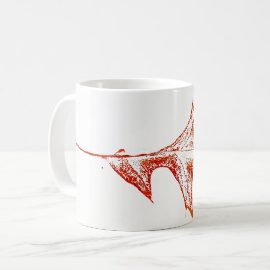 Nature Leaf Print rotes Button Eiche Winterblatt. Kaffeetasse (Vorderseite Links)