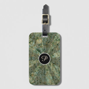 Nature Light Beams Green Rock Texture Monogram Gepäckanhänger
