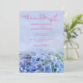 Nature Lila Blue Hydrangea Wedding Einladung (Stehend Vorderseite)