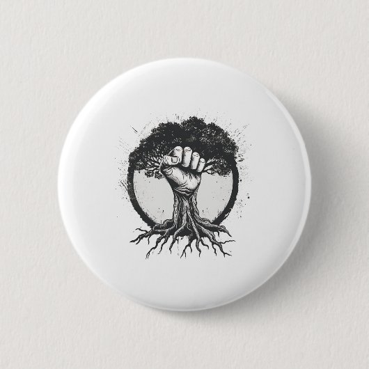 Nature Lover Environmentalist Fist Tree Roots Eart Button (Vorderseite)