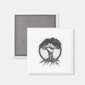 Nature Lover Environmentalist Fist Tree Roots Eart Magnet (Vorderseite/Rückseite)