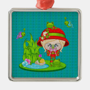 Nature Lover Frog Fee Silbernes Ornament