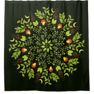 Nature Lover Mandala - Tränke, Pilze, Blätter Duschvorhang
