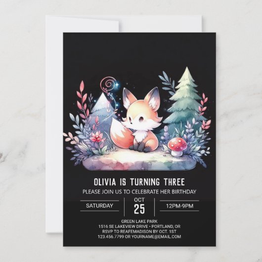 Nature Majestic Fox Geburtstag digital Einladung (Vorderseite)