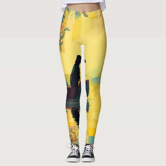 Nature Minimalist Black Labrador Canoe Leggings (Vorderseite)