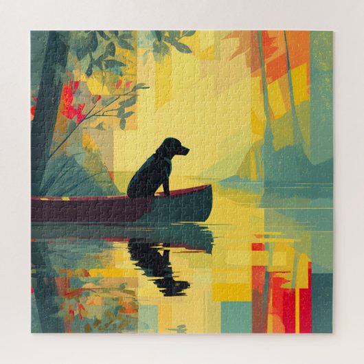 Nature Minimalist Black Labrador Canoe Puzzle (Vertikal)
