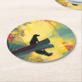 Nature Minimalist Black Labrador Canoe Runder Pappuntersetzer (Angewinkelt)
