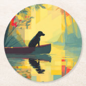 Nature Minimalist Black Labrador Canoe Runder Pappuntersetzer (Vorderseite)
