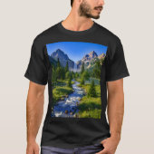 Nature Mountains Waterfall River Trees Flowers T-Shirt (Vorderseite)