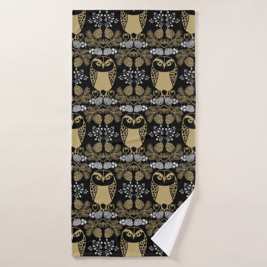 Nature Owl Folk Art Badehandtuch (Badehandtuch)