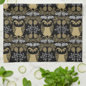 Nature Owl Folk Art Geschirrtuch (Gefaltet)