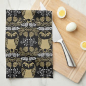 Nature Owl Folk Art Geschirrtuch (Viertel Falte)